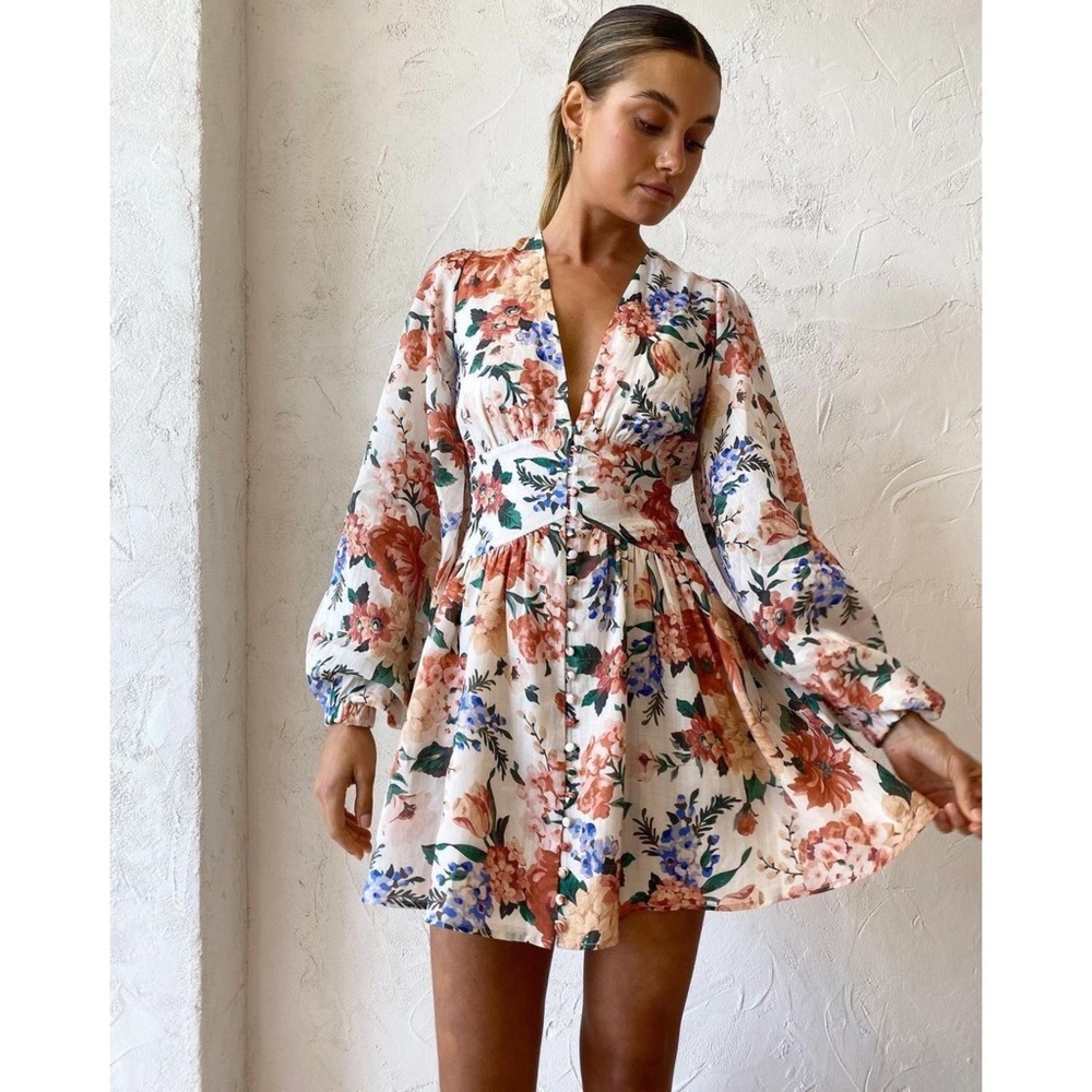 NWT! SOFIA CAPRI LONG SLEEVE MINI DRESS - Botanical - Picture 4 of 5